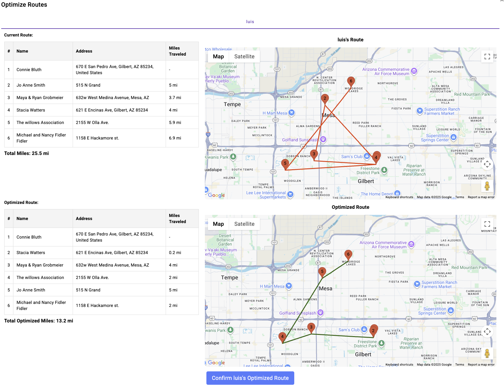 Route optimization for electrical contractors